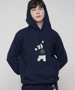 [DXOH] Seasonless BEAR EMBROIDER HOODIE [NAVY] Best Sellers