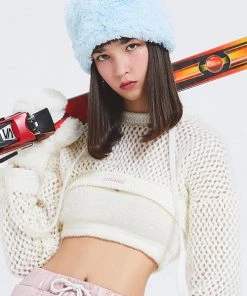 [CRANK] Winter 21 NETTING KNIT SLEEVE TOP_IV Best Sellers