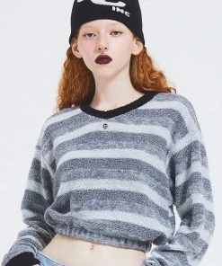 [CRANK] Winter 21 STRIPE V NECK MTM_GY