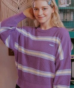 [MOONFAIRY] FW 21 STRIPE KNIT-PURPLE