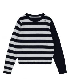 Best Sellers [HARDCORE HAPPINESS] FW 21 Stripe Logo Embroidered Knit Navy