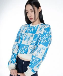 [SETUP EXE] FW 21 Check Bear Sweatshirts [Blue]