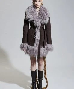 Best Sellers [PAIN OR PLEASURE] Winter 21 NANA SHEARLING FUR COAT_brown