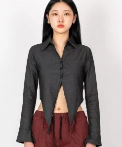 [SPUNKY] FW 21 OPEN COLLAR SHIRT (BLACK)