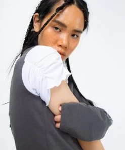 [GIMMETHEYOUNG] 20SS G_UNBALANCE SLEEVE T-SHIRTS / GREY