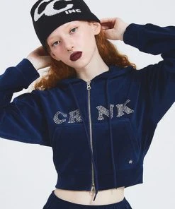 [CRANK] Winter 21 VELVET CROP ZIP-UP HOODIE_NY