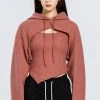 [OUTXO] Winter 21 Knit Hood Bolero Set Pink