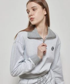 Best Sellers [LUV IS TRUE] Winter 21 HALF ZIP-UP SWEAT(GRAY)
