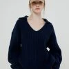 [BENSIMON] FW 21 WIDE COLLAR KNIT - NAVY Best Sellers