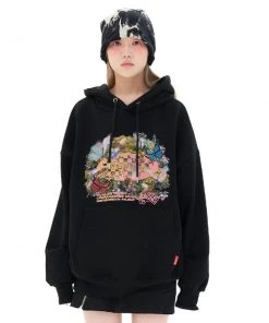 [FEVERTIME] FW 21 21 Blossom Checker HOODIE - BLACK Best Sellers