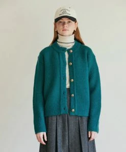 [ANEDIT] Winter 21 Mohair Gold Button Knit Cardigan_PG