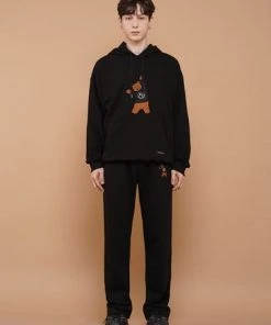 Best Sellers [DXOH] Seasonless BEAR EMBROIDER PANTS [BLACK]