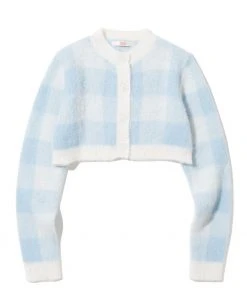 Best Sellers [ROCCI ROCCI] Winter 21 Mohair Fuzzy Cropped Cardigan [CLEAR SKY]