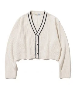 [ROCCI ROCCI] FW 21 Soft Cotton Waffle Line Crop Cardigan CREAM Best Sellers