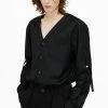 [ESC STUDIO] FW 21 Slit V-neck Shirt(black)