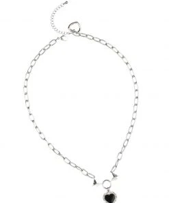 [STEEL EDITION] Seasonless Lace Heart Pig Ring Butterfly Necklace_50cm