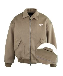 [OY] Winter 21 BACK ZIPPER WOOL BOMBER JACKET-KHAKI BROWN Best Sellers