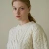 [STEP AROUND] FW 21 CASHMERE CABLE CROP KNIT_IVORY