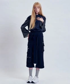 [ODLYWORKSHOP] FW 21 Black Multi Pocket Layered Skirt