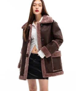 Best Sellers [CAPRICIEUX] Winter 21 OVER FIT HALF BUTTON POINTED MUSTANG_BROWN