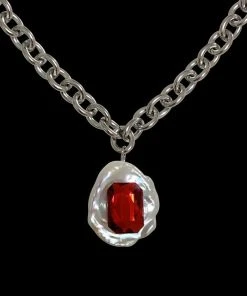 [HURJABOYACC] Seasonless Mono Gem Pearl Necklace_Red