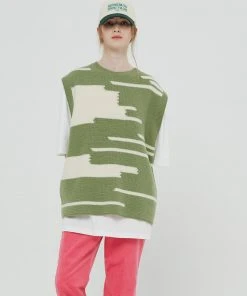 [BENSIMON] FW 21 COLOR MIXED KNIT VEST MAN - GREEN Best Sellers
