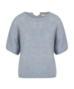 [STEP AROUND] FW 21 [ITALY]MO HAIR HALF SLEEVE KNIT TOP [BLUE]