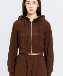 [OUTXO] Winter 21 Terry Fur Zipup Brown