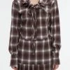 [GIMMETHEYOUNG] FW 21 RUFFLED NECK SHIRT / BROWN Best Sellers