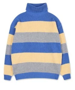 YOUTH BATH [YOUTHBATH] FW 21 OVER-FIT HIGH NECKED COLLAR ST KNIT WEAR_BLUE Best Sellers