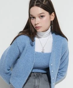 [LUV IS TRUE] Winter 21 TUBE TOP CARDIGAN(BLUE) Best Sellers