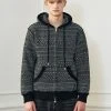 [LECYTO] Winter 21 INSIDE-OUT JACQUARD KNIT HOODIE ZIP-UP_[BLACK] Best Sellers