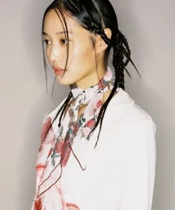 [NACHE] Seasonless FLOWERY CHIFFON SCARF_WHITE Best Sellers
