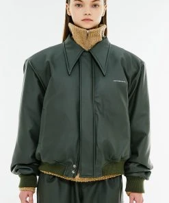 [ANOTHER YOUTH] Winter 21 Wave Leather Bomber - Deep Green