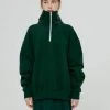 [BENSIMON] FW 21 WIDE COLLAR OVER HALF ZIP UP - DEEP GREEN