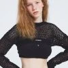 Best Sellers [CRANK] Winter 21 NETTING KNIT SLEEVE TOP_BK