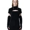 Best Sellers [RUNNING HIGH] FW 21 HALF SLEEVE SLIM DRESS & HAND WARMER SET [BLACK]