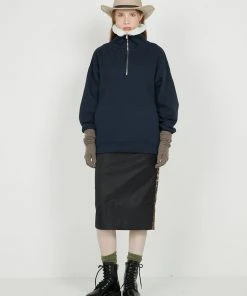 Best Sellers [FM91.02] FW 21 FLEECE COLLAR HALF ZIP CREW_Navy