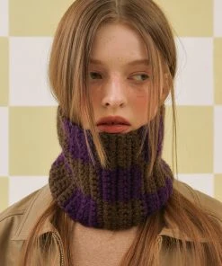 [SAYSRA] Seasonless CHECKER BOARD NECK WARMER, PURPLE Best Sellers