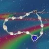 [HURJABOYACC] Seasonless Heart Gem With Pearl Necklace - Cobalt Blue