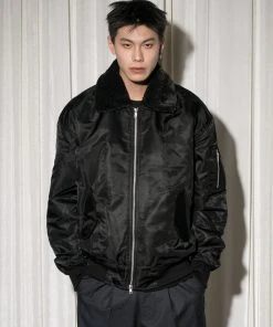 Best Sellers [FLAREUP] Winter 21 Fur MA-1 Flight Jacket - Black (FU-027)