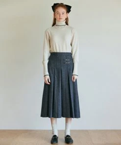 [ANEDIT] Winter 21 Wool Herringbone Pleat Skirt_CHH