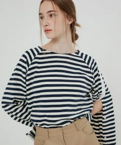 [BENSIMON] FW 21 STRIPE TAPE LONG SLEEVE - BLUE