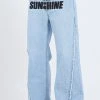 [CRANK] Winter 21 LETTERING WIDE JEANS_L.BL