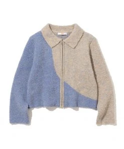 Best Sellers [ROCCI ROCCI] Winter 21 Colour Block Knit Zipup [VINTAGE PURPLE]