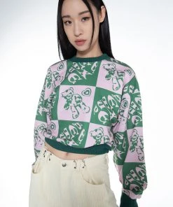 [SETUP EXE] FW 21 Check Bear Sweatshirts [Green] Best Sellers