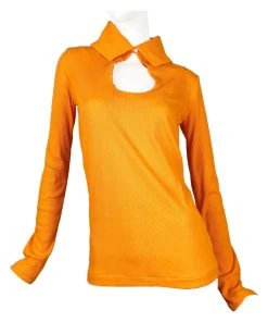 [CODE SHION] Winter 21 Front Slit High Neck Top [orange] Best Sellers
