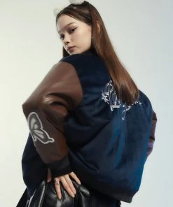 [LUV IS TRUE] Winter 21 STADIUM JACKET(NAVY) Best Sellers