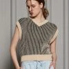 [LARTIGENT] FW 21 STRIPE KNIT VEST(BLACK)