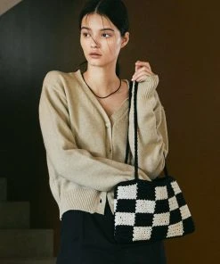 [ANEDIT] Seasonless Checker Knit Bag_BK